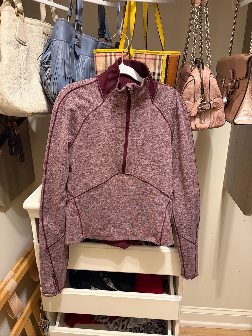 lululemon athletica Maroon Heather Half-Zip Athletic Pullover